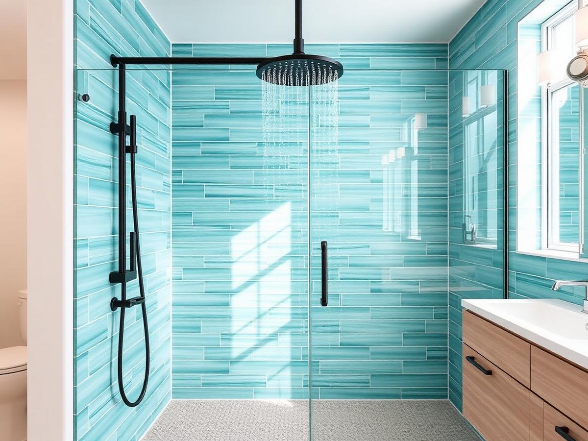 Modern rainfall shower head in a Hollywood, FL home bathroom